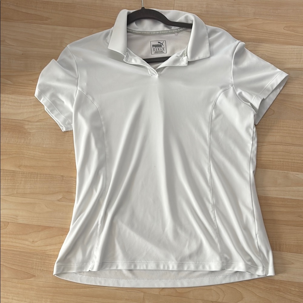 Puma White Fitted Short Sleeve Polo Shirt